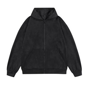 Sudadera con Capucha de Algodón 100% de Alto Gramaje con Lavado Ácido y Efecto Desgastado por el Sol, Estampado de Logotipo Personalizado en Relieve, Estilo Urbano, Forrada, para Invierno - Product Image 4