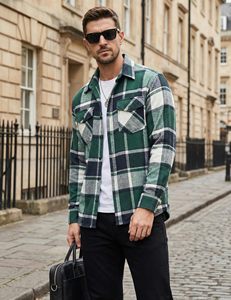 Men Casual Plaid Shirt <b>Jacket</b> Lightweight <b>Flannel</b> Button Up Shirt Wholesale Supplier - Product Image 6