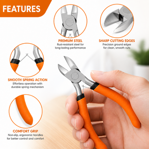 Pince coupante diagonale Orange Grip en acier inoxydable, outils de fabrication de bijoux pour la découpe de fils DIY, précision et robustesse - Product Image 4