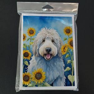 Komondor in Sunflowers A7 Tamaño 5x7 Tarjetas de felicitación en blanco caprichosas Paquete de 8 con sobres Tarjetas de notas - Product Image 3