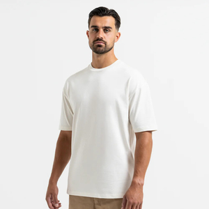 Wholesale Men's <b>Plain</b> <b>White</b> Long Sleeve Knitted T-<b>Shirt</b> Polyester/Cotton Blend High Quality Breathable OEM Customizable 200g - Product Image 2
