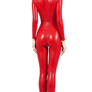 Mono largo metálico plateado para mujer, de cintura alta, manga larga, cuello alto, ajustado, de elastano y nailon, ropa de club, antiestático - Product Image 2