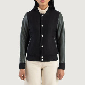 Top Trending Custom Women Varsity <b>Jacket</b> <b>Long</b> <b>Leather</b> Sleeve Breathable Wool Winter Wholesale Crop <b>Jackets</b> - Product Image 5