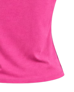 T-shirt vert forêt pour femme, épaules dénudées, avec bordure contrastée, manches courtes, coupe ajustée, décontracté, été, fabrication OEM personnalisée - Product Image 6
