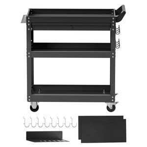 Carrello da Lavoro a 4 Ripiani con Ruote, Cassetto e Pannello Forato, Capacità di Carico 350 Libbre, Organizzatore per Attrezzi con Ruote per Meccanici - Product Image 1