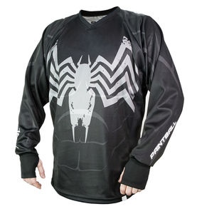 Jersey de Paintball Unisex Negro de Manga Larga con Cuello Alto, Sublimado, Sólido, Transpirable, de Poliéster, Corte Regular, con Logotipo del Equipo, 140g - Product Image 1