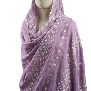 Women Cotton Voile <b>Shawl</b> Geometric Print Lace Decor Breathable Daily Wear Ethnic Scarf <b>Wrap</b> - Product Image 1