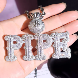Pendentif Moissanite Iced Out Pimp en forme de sac d'argent, collier à maillons cubains, bijoux de luxe Hip Hop pour hommes - Product Image 2