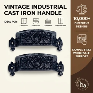 Tirador de Mueble de Hierro Fundido Industrial Tradicional Ba, Negro, Duradero, para Hogar, Oficina, Cómoda, Almacén, Villa - Product Image 4