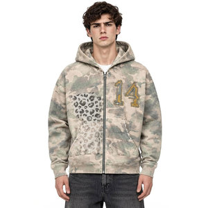 Sudadera con Capucha Personalizada para Hombre, Diseño de Camuflaje, Cierre de Cremallera, Corte Regular, Bolsillo Frontal con Logotipo, Ropa Casual de Otoño - Product Image 5