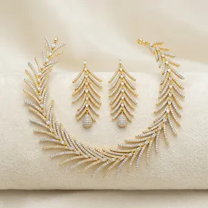 Gold Plated Cubic Zirconia Choker Necklace <b>set</b> for Women Luxury American Diamond Stone Fashion <b>Bridal</b> Wedding Party <b>Jewelry</b> - Product Image 1
