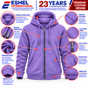 Sweats à capuche zippés en mélange de coton pour marques de distributeurs, destinés aux marques de distributeurs recherchant une production en gros personnalisée - Product Image 1