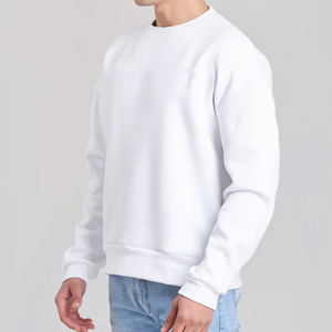Sweat-shirt/pull à col rond unisexe de haute qualité, en coton molletonné épais 320 g/m², blanc, surdimensionné, pour impression et broderie - Product Image 4