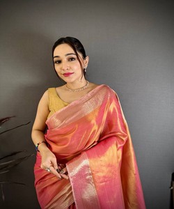 NUEVO PRODUCTO: SAREE ÉTNICO BANARASI DE SEDA TISÚ CON TRABAJO ZARI, LARGO HASTA EL SUELO, CON BLUSA SIN COSTURAR, PARA FESTIVAS, 84241 GAJARI - Product Image 2