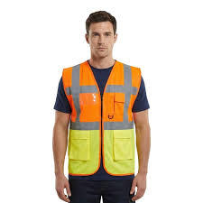 Gilet de sécurité réfléchissant jaune pour homme, col en V, vêtement d'extérieur décontracté avec bandes argentées pour le travail, été - Product Image 5