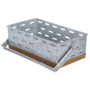 Caddy en métal galvanisé au design moderne avec 4 compartiments \ Porte-ustensiles de pique-nique de cuisine rustique de ferme - Product Image 4