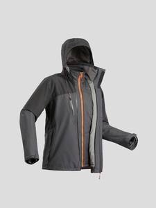 Veste matelassée noire à capuche pour homme, imperméable, fermeture éclair sur le devant, col montant, style sportif, vêtement d'hiver, couleur unie, coupe classique - Product Image 1