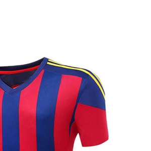 Conjunto de Camiseta de Fútbol Sublimada Personalizada, Rayas Rojas y Azules, Cuello en V, Manga Corta, Absorbe la Humedad, Ropa Deportiva para Hombre Adulto - Product Image 3