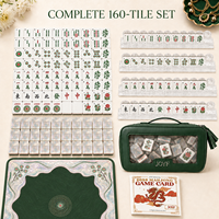 Jeu de Mahjong américain personnalisé à effet coquille irisée, tuiles de Mahjong en acrylique premium à 4 couches, design à bords rose et vert, 160 pièces