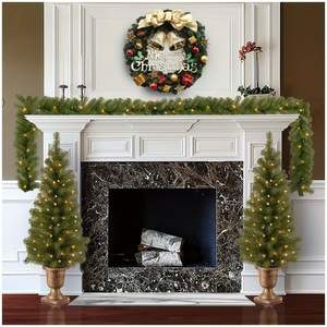 Guirnalda Navideña Artificial de Pino de 24 Pulgadas con Lazo, Campanas, Bayas Rojas y Flores para Decoración de Puerta Principal, Ventana o Fiesta - Product Image 3