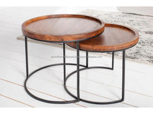 Solid Mango Wood Nested Coffee <b>Table</b> <b>Set</b> of 2 | Modern <b>Space</b> <b>Saving</b> Side <b>Tables</b> for Living Room Newest Furniture 2026 - Product Image 6