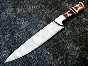 Premium Handcrafted Damascus Steel Hunting <b>Knife</b> Full Tang Fixed Blade Camping Survival <b>Knife</b> with Camel <b>Bone</b> <b>Handle</b> - Product Image 4