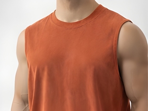 Débardeur de sport sans manches en molleton bouclette pour homme, coupe oversize et carrée, bords bruts, style streetwear et fitness, marque privée OEM, fournisseur - Product Image 2