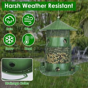 Mangiatoia per Uccelli Selvatici in Metallo Anti-Scoiattolo e Anti-Morso con Posatoi Circolari a 360 Gradi, da Appendere all'Esterno - Product Image 4