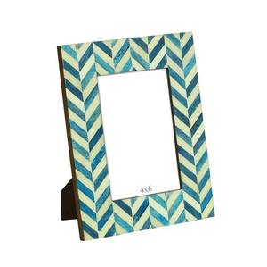 Luxury Chevron Bone Inlay Photo <b>Frame</b> Handmade Grey and <b>White</b> Geometric Bone Mosaic Picture <b>Frame</b> Decorative Tabletop Display - Product Image 4