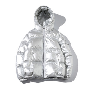 Chaqueta Acolchada Metálica Brillante con Logotipo Personalizado al por Mayor, Chaqueta Impermeable Unisex con Capucha, Abrigo de Invierno Cálido con Relleno de Plumón - Product Image 6