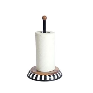 Modern Mixed Material Iron-Wood <b>Paper</b> Towel Holder Metal Table Top Utility Engraved <b>Paper</b> <b>Tissue</b> Holder Geometrical <b>Tissue</b> Rack - Product Image 3