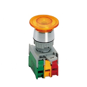 Interrupteur à bouton-poussoir momentané à tête de champignon éclairé 22 mm IP65 étanche 6A 1NO LED/Néon (EBL22) - Product Image 1