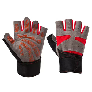 <b>Half</b> Finger Training Gloves Gray Pink Microfiber Velcro Wrist Gym Fitness Unisex Breathable Non <b>Slip</b> Adjustable Strap - Product Image 4