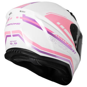 หมวกกันน็อก astone ABS แบบเต็มใบ GTO7ซับในโพลีเอสเตอร์สีขาว/ชมพู - Product Image 3