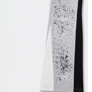 Pantalon de survêtement gris évasé à taille élastique avec imprimé par transfert thermique et lettres décoratives, pantalon décontracté mi-saison en maille pour homme - Product Image 4