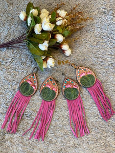 Vente chaude en cuir de vachette usiné Turquoise gland porte-clés personnalisé peint à la main doux en cuir véritable porte-clés pour multi-usage - Product Image 4