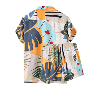 Wholesale High Quality Breathable Custom Logo Turn Collar Casual Men's Summer Sets Custom Cotton Two-Piece Short Sleeves Quick - Product Image 3