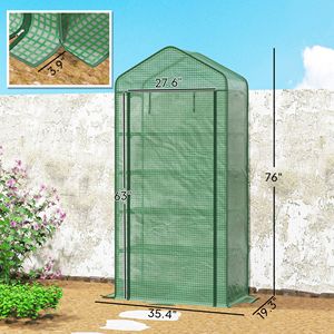 Mini Serra Ecologica a 5 Livelli Portatile con Copertura in PE e Porta Avvolgibile con Cerniera, Dimensioni 193 x 90 x 49 cm, Verde - Product Image 3