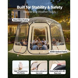 Tente dôme pop-up transparente 12 x 11,1 pieds, imperméable et résistante aux UV, abri de camping pour jardin extérieur, tente igloo - Product Image 3