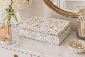 Caja MFD decorativa con incrustaciones de nácar estilo árabe, diseño artesanal de lujo para decoración del hogar, oficina, sala de estar, venta al por mayor B2B - Product Image 6