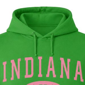 Sweat-shirt à capuche vert avec motif graphique 'Indiana' rose, en molleton de coton, à manches longues, décontracté, pour femme, confortable, idéal pour l'hiver - Product Image 2