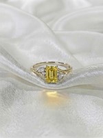 Bague classique pour femme en or jaune 14 carats avec saphir jaune naturel et diamants naturels, bijou raffiné pour les soirées
