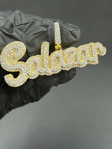 Colgante con Nombre Personalizado, Plata de Ley 925, Moissanita, Estilo Hip Hop, Joyería de Lujo, Chapado en Plata, Unisex, Claridad VVS - Product Image 3