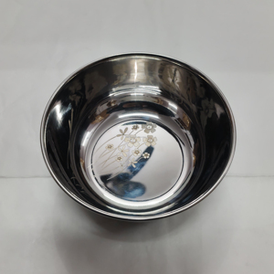 High-Quality <b>Deep</b> Stainless Steel Mixing <b>Bowl</b> with Decorative Flower Print - Multi-purpose Kitchen Basin for Food Prep - Product Image 6