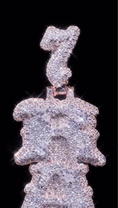 Pendentif Moissanite de Luxe Personnalisé Empilé Vertical NAF en Argent 925 Plaqué Or Rose Entièrement Sertie de Pierres Style Hip Hop Certifié EGL - Product Image 2