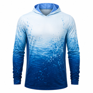 Sudadera con Capucha de Manga Larga para Hombre, Diseño Moderno, Impresión por Sublimación, Secado Rápido, UPF 50, Ropa de Pesca, Patrón Degradado Azul, Camiseta Deportiva para Exteriores - Product Image 4
