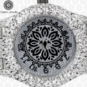 Charm_Jewells Luxury Stainless Steel <b>Watch</b> 40mm Round <b>Diamond</b> Encrusted Sapphire Crystal Analog Dial Unisex Quartz Movement - Product Image 3