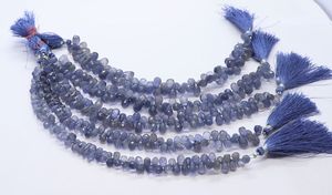 Iolita natural facetada en forma de lágrima, briolette de 4x6-5x8 mm, cuentas de gema de iolita en forma de gota facetada para la fabricación de joyería al por mayor. - Product Image 4