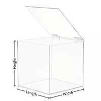 Boîte de présentation en acrylique transparente avec couvercle à charnière, vitrine cube pour bijoux, objets de collection, présentoirs de vente au détail, étui anti-poussière en acrylique