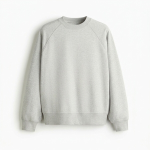 เสื้อสเวตเชิ้ตคอกลมโอเวอร์ไซส์สำหรับผู้ชาย ผ้าถักสีพื้น ผ้าฝ้าย ใส่สบายๆ สำหรับฤดูใบไม้ร่วง - Product Image 4
